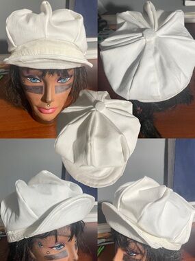 White newsboy cap